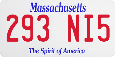 MA license plate 293NI5