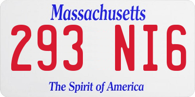 MA license plate 293NI6