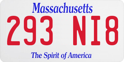 MA license plate 293NI8