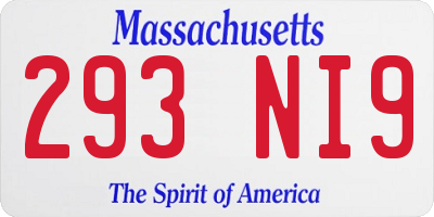 MA license plate 293NI9