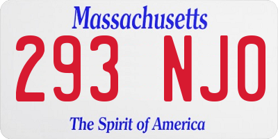 MA license plate 293NJ0