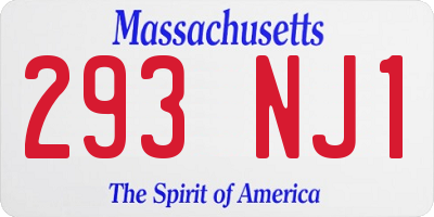 MA license plate 293NJ1