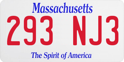 MA license plate 293NJ3