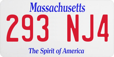 MA license plate 293NJ4