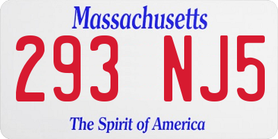 MA license plate 293NJ5