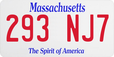 MA license plate 293NJ7