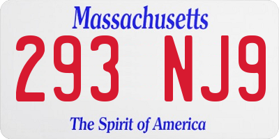 MA license plate 293NJ9