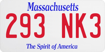 MA license plate 293NK3