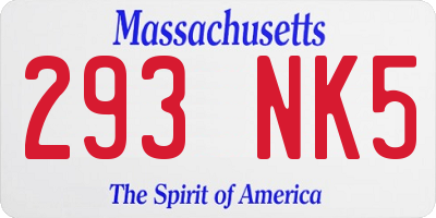 MA license plate 293NK5