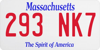 MA license plate 293NK7