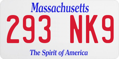 MA license plate 293NK9
