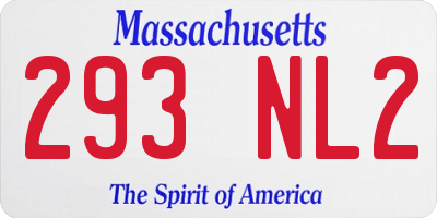 MA license plate 293NL2