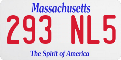 MA license plate 293NL5