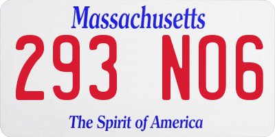 MA license plate 293NO6