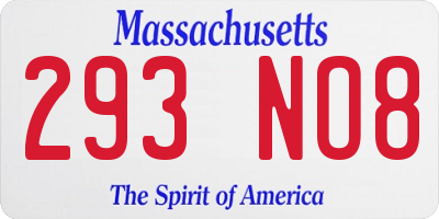 MA license plate 293NO8