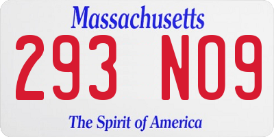 MA license plate 293NO9