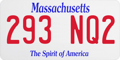 MA license plate 293NQ2