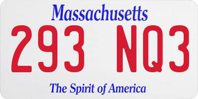 MA license plate 293NQ3