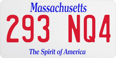 MA license plate 293NQ4