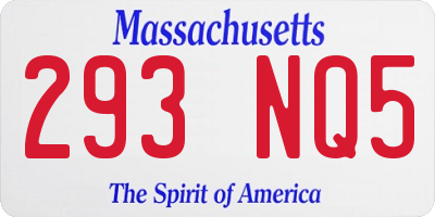 MA license plate 293NQ5