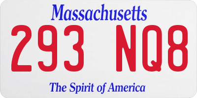 MA license plate 293NQ8