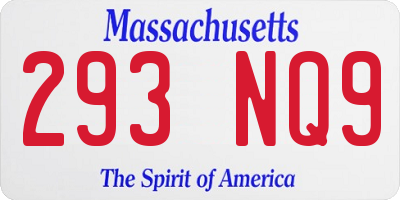 MA license plate 293NQ9