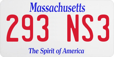 MA license plate 293NS3
