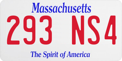 MA license plate 293NS4
