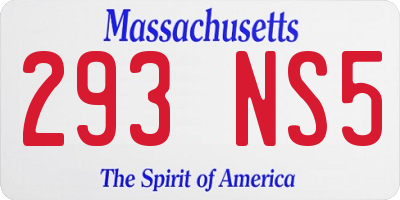 MA license plate 293NS5