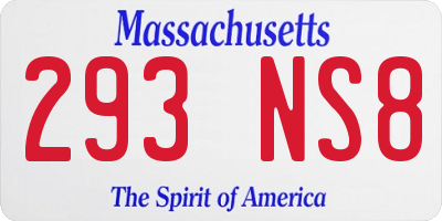 MA license plate 293NS8