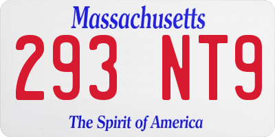 MA license plate 293NT9