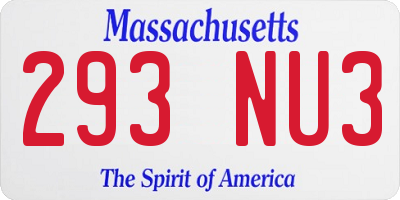 MA license plate 293NU3