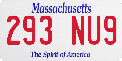 MA license plate 293NU9