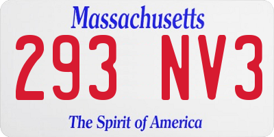 MA license plate 293NV3