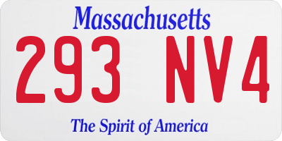 MA license plate 293NV4