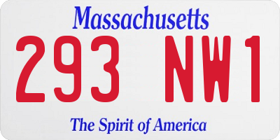 MA license plate 293NW1