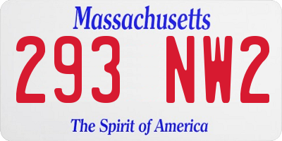 MA license plate 293NW2