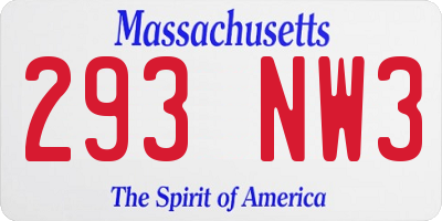 MA license plate 293NW3