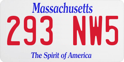 MA license plate 293NW5