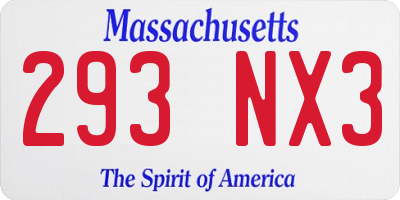 MA license plate 293NX3