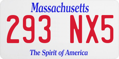 MA license plate 293NX5