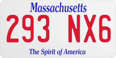 MA license plate 293NX6