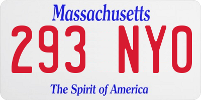 MA license plate 293NY0