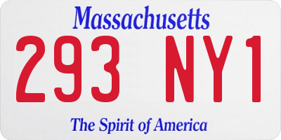 MA license plate 293NY1