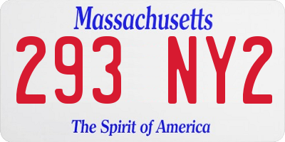 MA license plate 293NY2