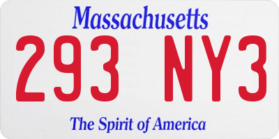 MA license plate 293NY3