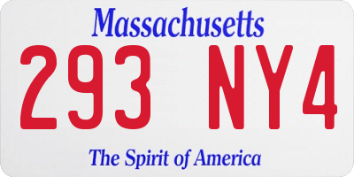 MA license plate 293NY4