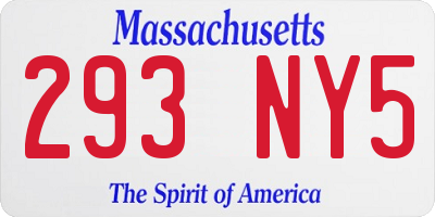 MA license plate 293NY5