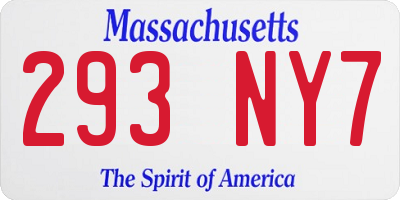 MA license plate 293NY7
