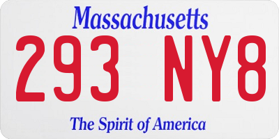 MA license plate 293NY8